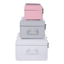Interiors By Premier Parley Set Of Three Assorted Pink And Grey Storage Trunks -Diy Shop interiors by premier parley set of three assorted pink and grey storage trunks5018705419268 04c MP