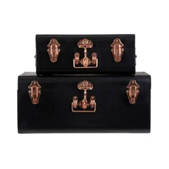 Interiors By Premier Parley Set Of Two Black Storage Trunks