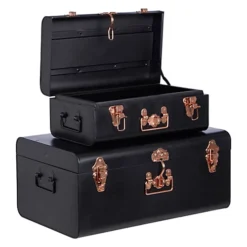 Interiors By Premier Parley Set Of Two Black Storage Trunks -Diy Shop interiors by premier parley set of two black storage trunks5018705346038 03c MP