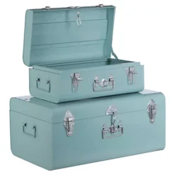 Interiors By Premier Parley Set Of Two Green Storage Trunks -Diy Shop interiors by premier parley set of two green storage trunks5018705345970 03c MP