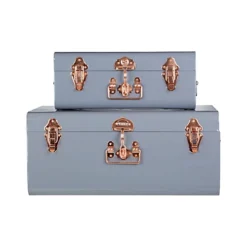 Interiors By Premier Parley Set Of Two Grey Storage Trunks