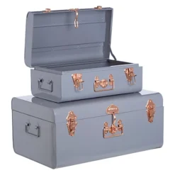 Interiors By Premier Parley Set Of Two Grey Storage Trunks -Diy Shop interiors by premier parley set of two grey storage trunks5018705346007 03c MP