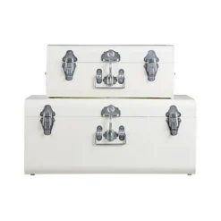 Interiors By Premier Parley Set Of Two Ivory Storage Trunks