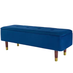 KATRINA MODERN VELVET OTTMAN STORAGE BENCH BEDROOM LIVINGROOM SEATING FOOTSTOOL (Blue) -Diy Shop katrina modern velvet ottman storage bench bedroom livingroom seating footstool blue 5055744822581 03c MP