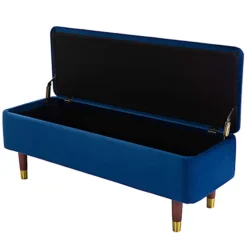 KATRINA MODERN VELVET OTTMAN STORAGE BENCH BEDROOM LIVINGROOM SEATING FOOTSTOOL (Blue) -Diy Shop katrina modern velvet ottman storage bench bedroom livingroom seating footstool blue 5055744822581 04c MP