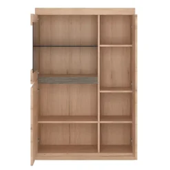 Kensington 3 Door Glazed Cabinet In Oak -Diy Shop kensington 3 door glazed cabinet in oak5900355033034 03c MP