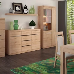 Kensington Tall 3 Door Display Cabinet In Oak -Diy Shop kensington tall 3 door display cabinet in oak5900355033027 04c MP