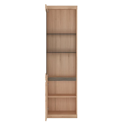 Kensington Tall Narrow 2 Door Glazed Display Cabinet (LHD) In Oak 4 Kensington Tall Narrow 2 Door Glazed Display Cabinet (LHD) In Oak - Image 2