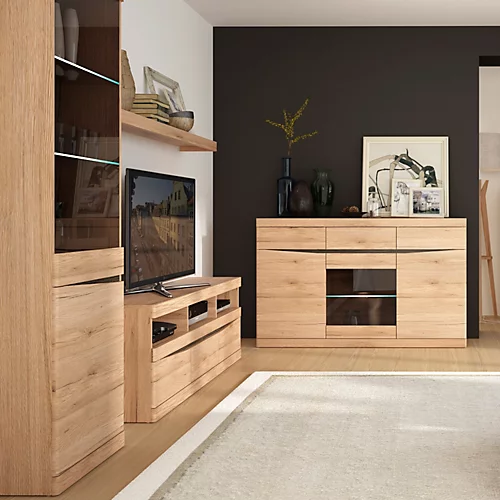 Kensington Tall Narrow 2 Door Glazed Display Cabinet (LHD) In Oak 5 Kensington Tall Narrow 2 Door Glazed Display Cabinet (LHD) In Oak - Image 3