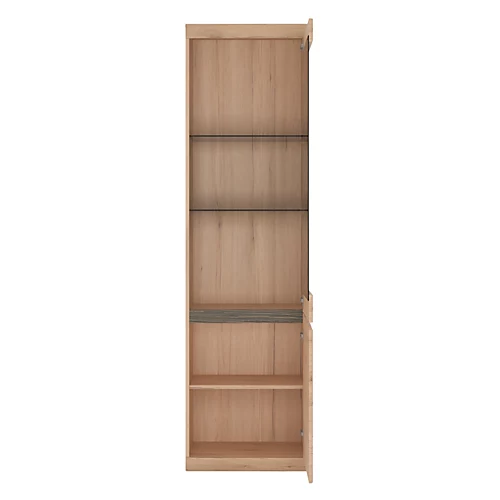 Kensington Tall Narrow 2 Door Glazed Display Cabinet (RHD) In Oak 4 Kensington Tall Narrow 2 Door Glazed Display Cabinet (RHD) In Oak - Image 2