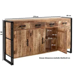 Kingwood Upcycled Industrial Wood & Metal Extra Large Sideboard 9 Kingwood Upcycled Industrial Wood & Metal Extra Large Sideboard -Diy Shop kingwood upcycled industrial wood metal extra large sideboard5059368552442 04c MP