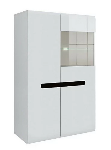 Large Display Cabinet Glass Door Unit Buffet With LED Light White Gloss Azteca 6 Large Display Cabinet Glass Door Unit Buffet With LED Light White Gloss Azteca - Image 4