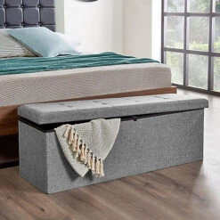 Large Grey Folding Ottoman Storage Box/Chest -Diy Shop large grey folding ottoman storage box chest5060619465046 04c MP