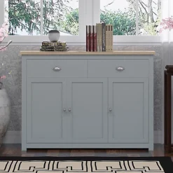 Large Grey & Oak 2 Drawer 3 Door Storage Sideboard -Diy Shop large grey oak 2 drawer 3 door storage sideboard5056413105363 03c MP
