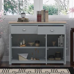 Large Grey & Oak 2 Drawer 3 Door Storage Sideboard -Diy Shop large grey oak 2 drawer 3 door storage sideboard5056413105363 04c MP