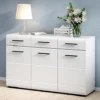 Large Sideboard Cabinet 1Door Drawers Black Accents White High Gloss Fever -Diy Shop large sideboard cabinet 1door drawers black accents white high gloss fever5901451020003 01c MP