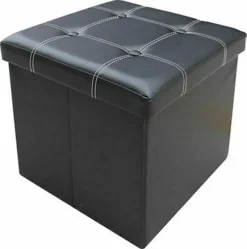 Large Single Ottoman Faux Leather Stool Folding Seat Foldable Storage Box Black -Diy Shop large single ottoman faux leather stool folding seat foldable storage box black5056316787826 03c MP