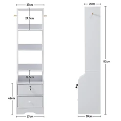 Livingandhome 2 Lockable Drawer Bedside Table With 3 Tier Display Shelf W370mm X D300mm X H1420mm -Diy Shop livingandhome 2 lockable drawer bedside table with 3 tier display shelf w370mm x d300mm x h1420mm0735940257350 06c MP