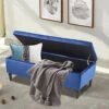 Livingandhome Blue Velvet Storage Ottoman Bench With Rubberwood Legs -Diy Shop livingandhome blue velvet storage ottoman bench with rubberwood legs0637586349171 01c MP
