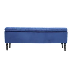 Livingandhome Blue Velvet Storage Ottoman Bench With Rubberwood Legs -Diy Shop livingandhome blue velvet storage ottoman bench with rubberwood legs0637586349171 03c MP
