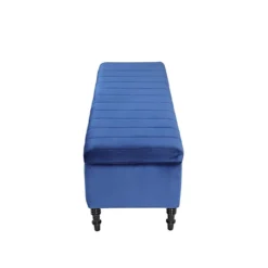 Livingandhome Blue Velvet Storage Ottoman Bench With Rubberwood Legs -Diy Shop livingandhome blue velvet storage ottoman bench with rubberwood legs0637586349171 04c MP