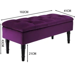Livingandhome Dark Purple Velvet Ottoman Bench With Rubberwood Legs -Diy Shop livingandhome dark purple velvet ottoman bench with rubberwood legs0735940279727 04c MP
