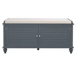 Livingandhome Grey Wooden Storage Bench Window Seat Footstool Shutter Door Ottoman With Linen Cushion 8 Livingandhome Grey Wooden Storage Bench Window Seat Footstool Shutter Door Ottoman With Linen Cushion -Diy Shop livingandhome grey wooden storage bench window seat footstool shutter door ottoman with linen cushion0735940250306 04c MP