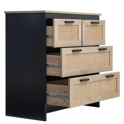 Livingandhome Rattan Effect Storage Sideboard Cabinet Cupboard With 4 Drawers -Diy Shop livingandhome rattan effect storage sideboard cabinet cupboard with 4 drawers0735940246705 04c MP