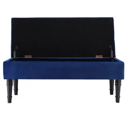Livingandhome Royal Blue Velvet Ottoman Bench With Rubberwood Legs -Diy Shop livingandhome royal blue velvet ottoman bench with rubberwood legs0735940279703 04c MP