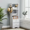 Livingandhome White 2 Lockable Drawer Bedside Table With 2 Tier Display Shelf W 370mm X D 300mm X H 1145mm -Diy Shop livingandhome white 2 lockable drawer bedside table with 2 tier display shelf w 370mm x d 300mm x h 1145mm0735940257343 01c MP