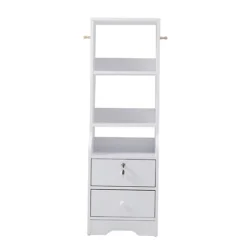 Livingandhome White 2 Lockable Drawer Bedside Table With 2 Tier Display Shelf W 370mm X D 300mm X H 1145mm 8 Livingandhome White 2 Lockable Drawer Bedside Table With 2 Tier Display Shelf W 370mm X D 300mm X H 1145mm -Diy Shop livingandhome white 2 lockable drawer bedside table with 2 tier display shelf w 370mm x d 300mm x h 1145mm0735940257343 03c MP