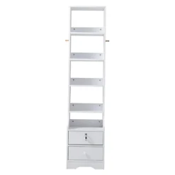 Livingandhome White 2 Lockable Drawer Bedside Table With 4 Tier Display Shelf W 400mm X D 340mm X H 1740mm -Diy Shop livingandhome white 2 lockable drawer bedside table with 4 tier display shelf w 400mm x d 340mm x h 1740mm0735940257367 03c MP