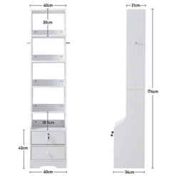 Livingandhome White 2 Lockable Drawer Bedside Table With 4 Tier Display Shelf W 400mm X D 340mm X H 1740mm -Diy Shop livingandhome white 2 lockable drawer bedside table with 4 tier display shelf w 400mm x d 340mm x h 1740mm0735940257367 06c MP