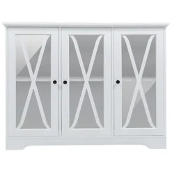 Livingandhome White 3 Door Wooden Storage Sideboard Cabinet Floor Cupboard 9 Livingandhome White 3 Door Wooden Storage Sideboard Cabinet Floor Cupboard -Diy Shop livingandhome white 3 door wooden storage sideboard cabinet floor cupboard0735940246699 04c MP