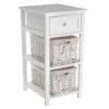 LIVIVO 2 Drawer 'Shabby Chic' Wooden Bedside Cabinet - With A Stylish Cloth Lined Wicker Storage Basket Organiser (White)