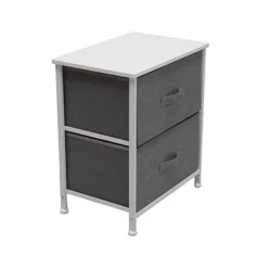 Lotte 2 Drawer Storage Chest In Grey Linen -Diy Shop lotte 2 drawer storage chest in grey linen5056413101488 02c MP