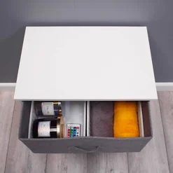Lotte 2 Drawer Storage Chest In Grey Linen -Diy Shop lotte 2 drawer storage chest in grey linen5056413101488 03c MP