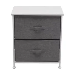 Lotte 2 Drawer Storage Chest In Grey Linen -Diy Shop lotte 2 drawer storage chest in grey linen5056413101488 04c MP