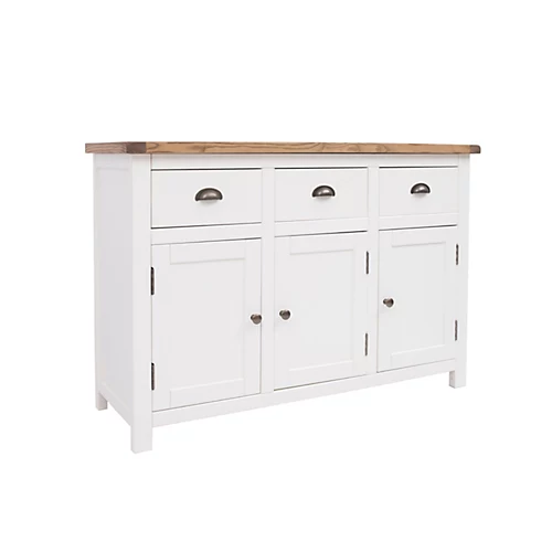 Lovere Off White 3 Drawer 3 Door Sideboard Brass Cup Handle 4 Lovere Off White 3 Drawer 3 Door Sideboard Brass Cup Handle - Image 2