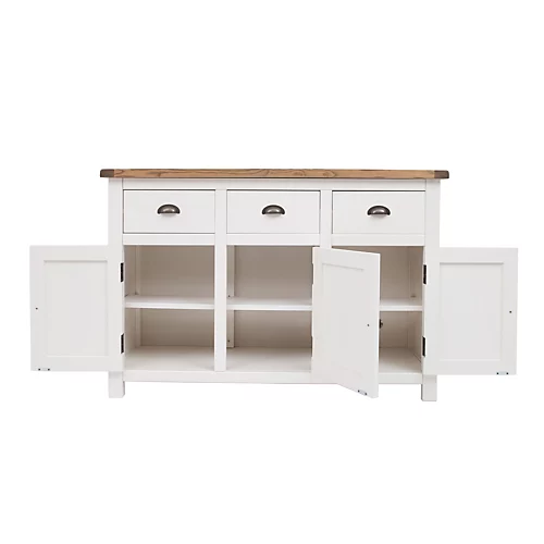 Lovere Off White 3 Drawer 3 Door Sideboard Brass Cup Handle 6 Lovere Off White 3 Drawer 3 Door Sideboard Brass Cup Handle - Image 4