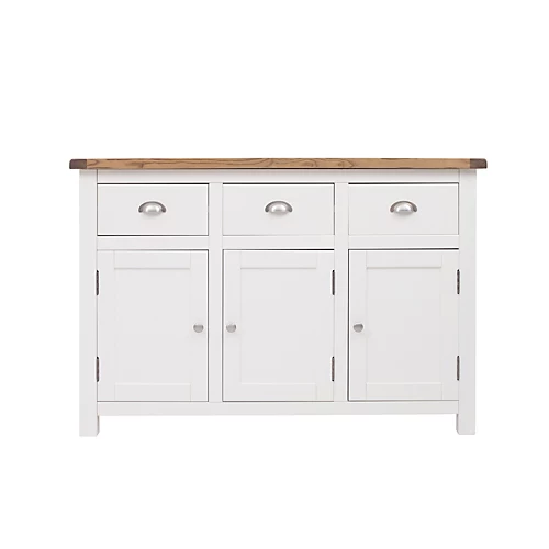 Lovere Off White 3 Drawer 3 Door Sideboard Chrome Cup Handle 3 Lovere Off White 3 Drawer 3 Door Sideboard Chrome Cup Handle