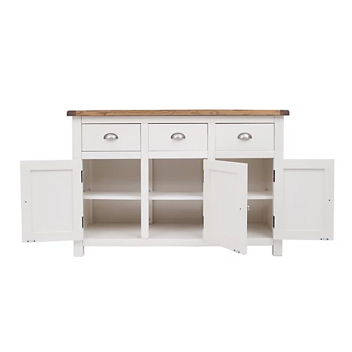 Lovere Off White 3 Drawer 3 Door Sideboard Chrome Cup Handle 6 Lovere Off White 3 Drawer 3 Door Sideboard Chrome Cup Handle - Image 4