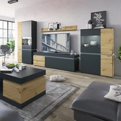 Luci 4 Door Low Display Cabinet (including LED Lighting) In Platinum And Oak -Diy Shop luci 4 door low display cabinet including led lighting in platinum and oak5900355117536 04c MP