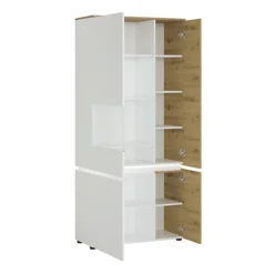 Luci 4 Door Tall Display Cabinet LH (including LED Lighting) In White And Oak -Diy Shop luci 4 door tall display cabinet lh including led lighting in white and oak5900355115068 03c MP