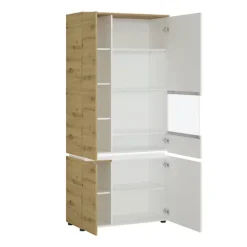 Luci 4 Door Tall Display Cabinet RH (including LED Lighting) In White And Oak -Diy Shop luci 4 door tall display cabinet rh including led lighting in white and oak5900355126842 03c MP