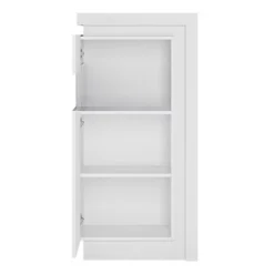 Lyon Narrow Display Cabinet (LHD) 123.6cm High (including LED Lighting) In White And High Gloss -Diy Shop lyon narrow display cabinet lhd 123 6cm high including led lighting in white and high gloss5900355143412 03c MP