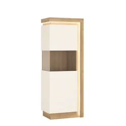 Lyon Narrow Display Cabinet (LHD) 164.1cm High In Riviera Oak/White High Gloss -Diy Shop lyon narrow display cabinet lhd 164 1cm high in riviera oak white high gloss5900355041046 03c MP
