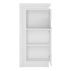 Lyon Narrow Display Cabinet (RHD) 123.6cm High (including LED Lighting) In White And High Gloss -Diy Shop lyon narrow display cabinet rhd 123 6cm high including led lighting in white and high gloss5900355143429 03c MP