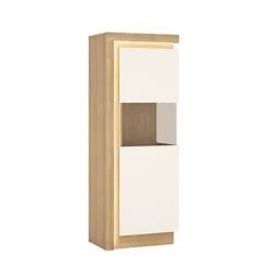 Lyon Narrow Display Cabinet (RHD) 164.1cm High In Riviera Oak/White High Gloss -Diy Shop lyon narrow display cabinet rhd 164 1cm high in riviera oak white high gloss5900355041060 03c MP