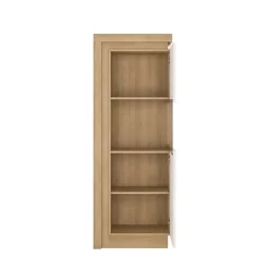 Lyon Narrow Display Cabinet (RHD) 164.1cm High In Riviera Oak/White High Gloss -Diy Shop lyon narrow display cabinet rhd 164 1cm high in riviera oak white high gloss5900355041060 04c MP